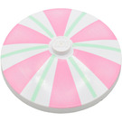 LEGO Dish 4 x 4 with Pink and Light Green Stripes (Solid Stud) (3960)