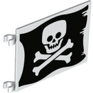 LEGO Flag 6 x 4 with 2 Connectors with Skull and crossbones on black background (2525 / 69437)